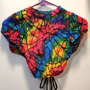 AKIRA Multicolor Cut-Out Cover Up Crop Top